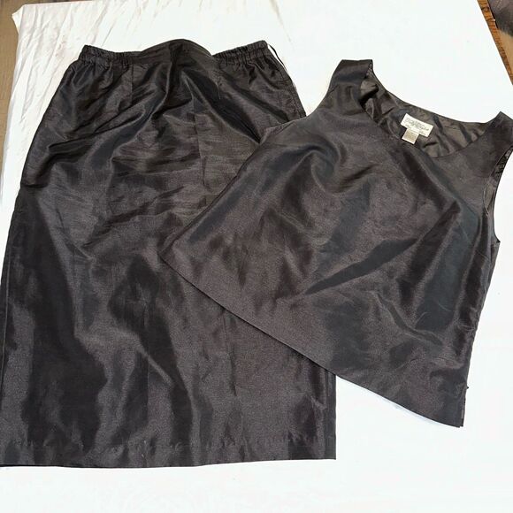 Tally Taylor Paris Rome Women's 2 Pc Skirt Top Size 14 Black Sleeveless Cocktail - Picture 1 of 7